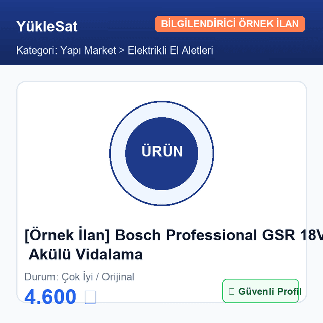 [Örnek İlan] Bosch Professional GSR 18V-50 Akülü Vidalama