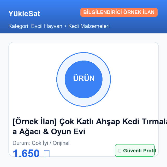 [Örnek İlan] Çok Katlı Ahşap Kedi Tırmalama Ağacı & Oyun Evi