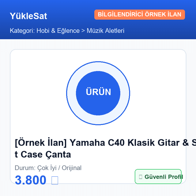 [Örnek İlan] Yamaha C40 Klasik Gitar & Soft Case Çanta